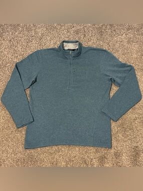 Marmot Drop Line Men's Size XL Teal 1/4 Zip-Neck Light Weight Pullover Sweater